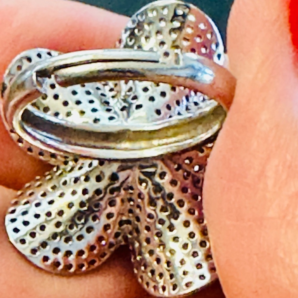 NEW Elegant Sterling .925 Silver and rose gold Flower Ring - Picture 11 of 11
